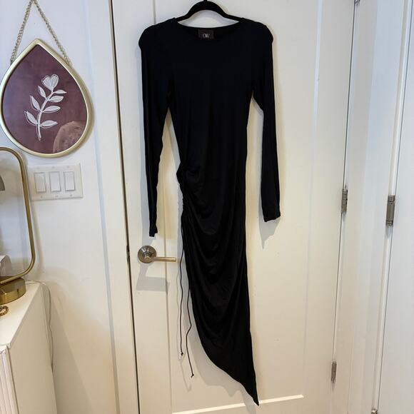 NWT OW Collection Black Long Sleeve Asymmetrical Dress Sz Large MSRP $220 - Picture 4 of 13